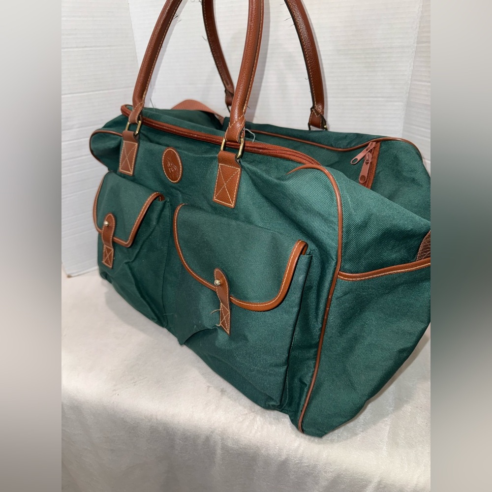 Vintage 90s Polo Ralph Lauren Green Duffle Weekender Travel X-Large Bag-Unisex - Picture 3 of 16